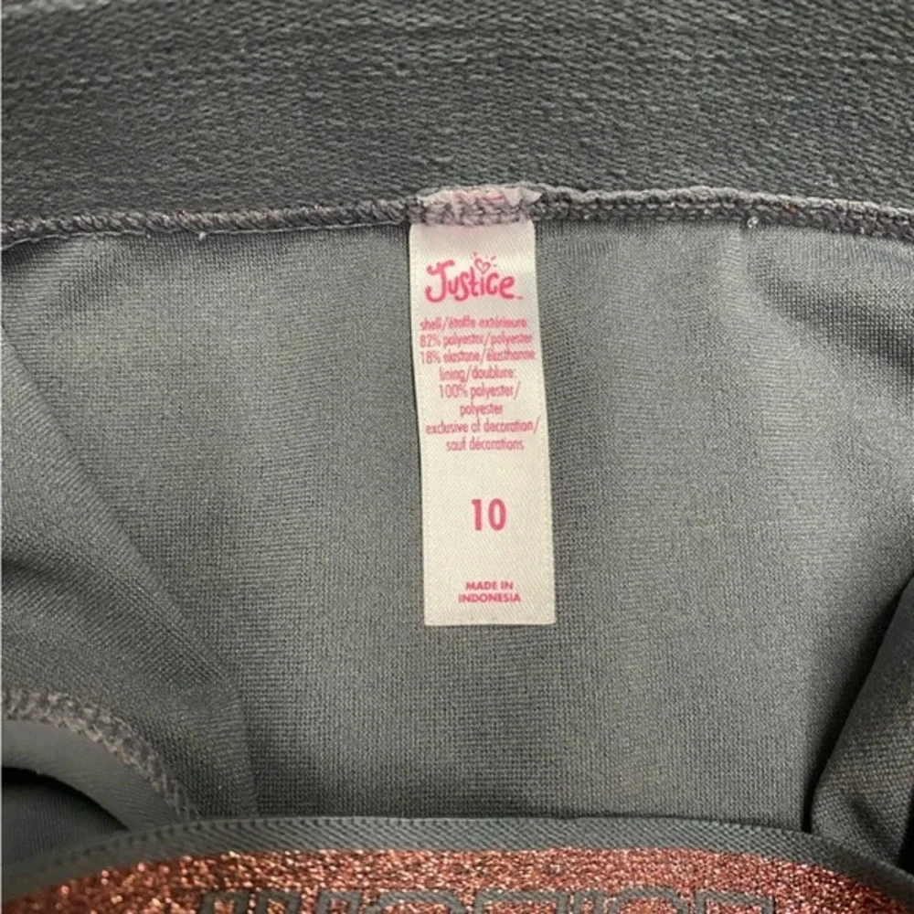 Justice Girls Size 10 Gray Rose Gold Sparkle Logo‎ Heart Bikini Swimsuit